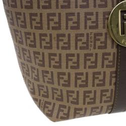 Pre Owned Fendi Beige Zucchino Charm Detail Large Shopper Tote