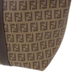 Pre Owned Fendi Beige Zucchino Charm Detail Large Shopper Tote