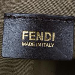 Pre Owned Fendi Beige Zucchino Charm Detail Large Shopper Tote