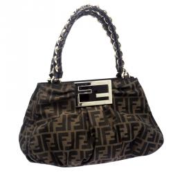Pre Owned Fendi Tobacco Zucca Canvas Small Mia Shoulder Bag