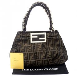 Pre Owned Fendi Tobacco Zucca Canvas Small Mia Shoulder Bag