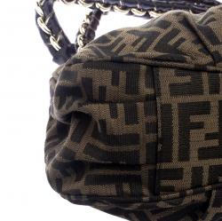 Pre Owned Fendi Tobacco Zucca Canvas Small Mia Shoulder Bag
