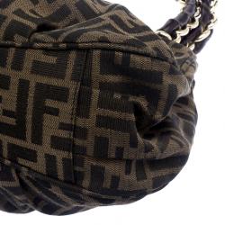 Pre Owned Fendi Tobacco Zucca Canvas Small Mia Shoulder Bag