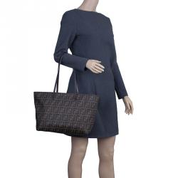 Pre Owned حقيبة فندي سبالماتي رول شوبر كانفاس زوكا بني