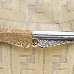 Pre Owned Fendi Cream Zucca Fabric Folded Clutch