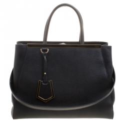 Pre Owned Fendi Black Saffiano Leather 2Jours Tote