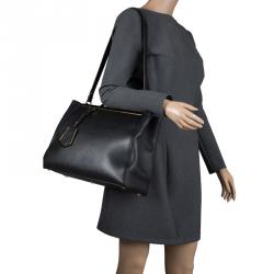 Pre Owned Fendi Black Saffiano Leather 2Jours Tote