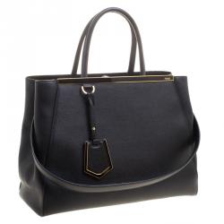 Pre Owned Fendi Black Saffiano Leather 2Jours Tote