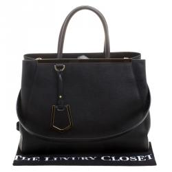Pre Owned Fendi Black Saffiano Leather 2Jours Tote