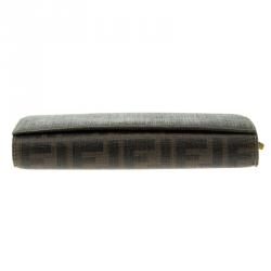 Pre Owned Fendi Tobacco Zucca Canvas Continental Flap Wallet