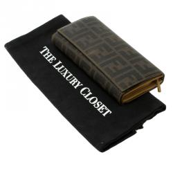 Pre Owned Fendi Tobacco Zucca Canvas Continental Flap Wallet