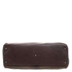 Pre Owned Fendi Dark Beige Ombre Leather Large Peekaboo Top Handle Bag