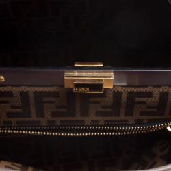 Pre Owned Fendi Dark Beige Ombre Leather Large Peekaboo Top Handle Bag