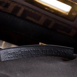 Pre Owned Fendi Dark Beige Ombre Leather Large Peekaboo Top Handle Bag