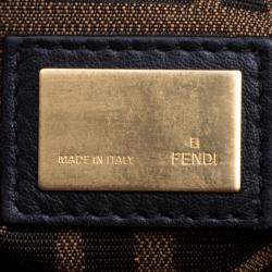 Pre Owned Fendi Dark Beige Ombre Leather Large Peekaboo Top Handle Bag