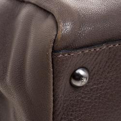 Pre Owned Fendi Dark Beige Ombre Leather Large Peekaboo Top Handle Bag