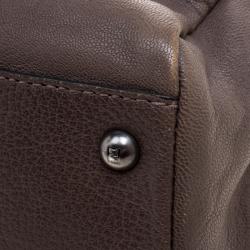 Pre Owned Fendi Dark Beige Ombre Leather Large Peekaboo Top Handle Bag