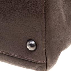 Pre Owned Fendi Dark Beige Ombre Leather Large Peekaboo Top Handle Bag