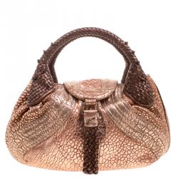 Pre Owned Fendi Bronze Leather Baby Spy Bag