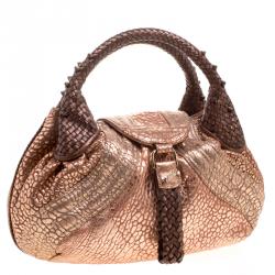 Pre Owned Fendi Bronze Leather Baby Spy Bag