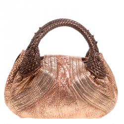 Pre Owned Fendi Bronze Leather Baby Spy Bag