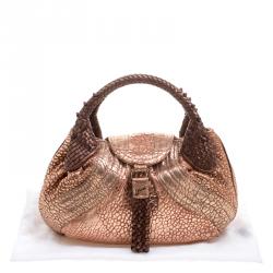 Pre Owned Fendi Bronze Leather Baby Spy Bag