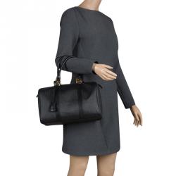 Pre Owned Fendi Black Zucchino Canvas Forever Bauletto Boston Bag