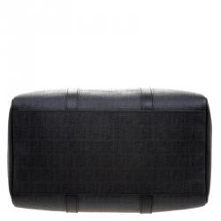 Pre Owned Fendi Black Zucchino Canvas Forever Bauletto Boston Bag