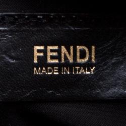 Pre Owned Fendi Black Zucchino Canvas Forever Bauletto Boston Bag