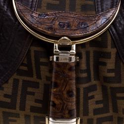 Pre Owned Fendi Tobacco Zucca Canvas and Leather Spy Bag