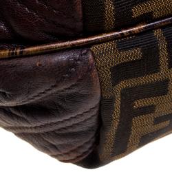 Pre Owned Fendi Tobacco Zucca Canvas and Leather Spy Bag