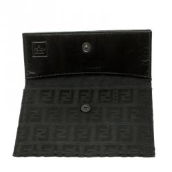 Pre Owned Fendi Black Zucchino Canvas Wallet