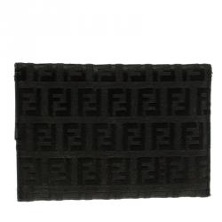 Pre Owned Fendi Black Zucchino Canvas Wallet