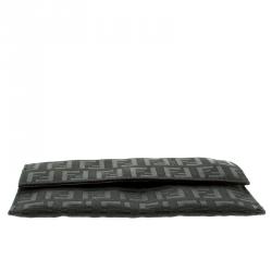 Pre Owned Fendi Black Zucchino Canvas Wallet