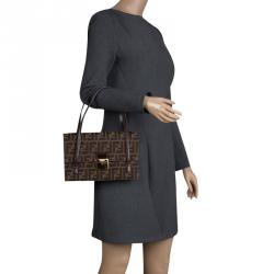 Pre Owned Fendi Tobacco Zucca Canvas Shoulder Bag