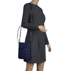 Pre Owned Fendi Blue Zucchino Canvas Crossbody Bag