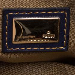 Pre Owned Fendi Blue Zucchino Canvas Crossbody Bag