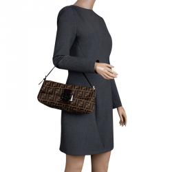 Pre Owned Fendi Tobacco Zucca Canvas Mama Baguette Bag