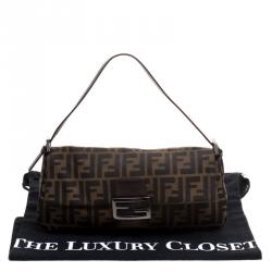 Pre Owned Fendi Tobacco Zucca Canvas Mama Baguette Bag