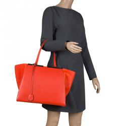 Pre Owned Fendi Orange Leather Large 3Jours Tote