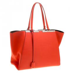 Pre Owned Fendi Orange Leather Large 3Jours Tote