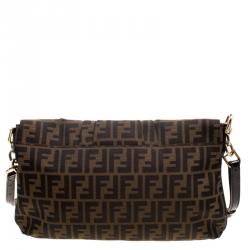 Pre Owned Fendi Tobacco Zucca Canvas Mia Crossbody Bag