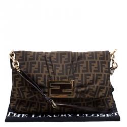 Pre Owned Fendi Tobacco Zucca Canvas Mia Crossbody Bag