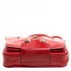 Pre Owned Fendi Red Patent Leather Secret Code Top Handle Bag