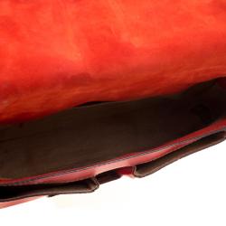 Pre Owned Fendi Red Patent Leather Secret Code Top Handle Bag