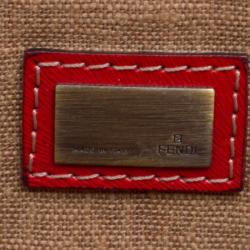 Pre Owned Fendi Red Patent Leather Secret Code Top Handle Bag