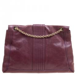 Fendi Burgundy Leather Maxi Baguette Flap Shoulder Bag