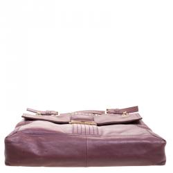 Fendi Burgundy Leather Maxi Baguette Flap Shoulder Bag