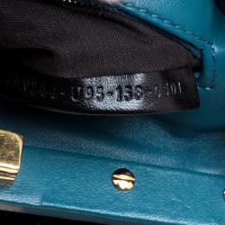 Pre Owned Fendi Navy Blue Python Mini Peekaboo Top Handle Bag