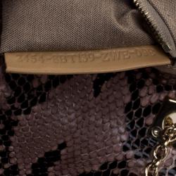 Fendi Beige Python Baguette Chain Flap Bag
